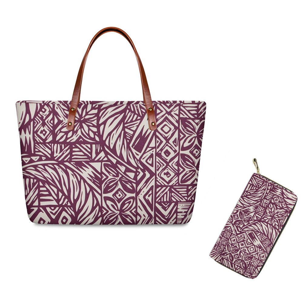 2 pz/set modalità Personalizzata Donne Borse Polinesiana Tradizionale Tribale Del Modello di Lusso di Disegno Borse A Spalla Per La donna Casual Della Borsa Della Borsa: z025