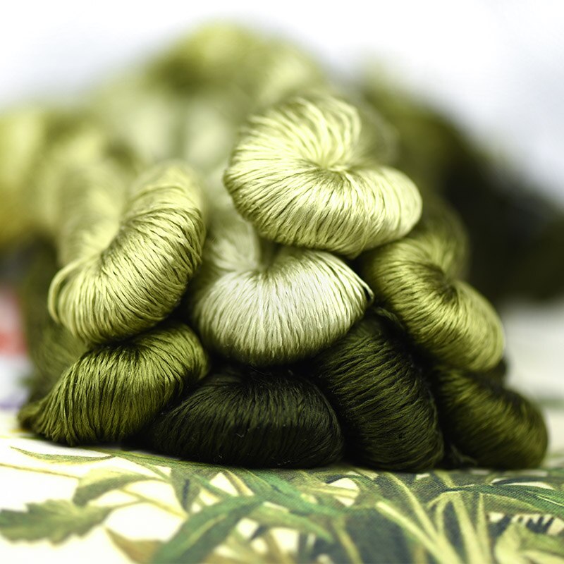 silk embroidery thread / 100% silk thread /hand embroidery embroider cross stitch/artichoke green/8 pure colors