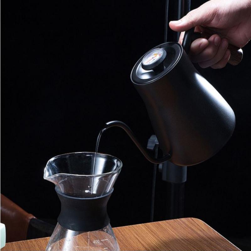 850ml Stainless Steel Handle Drip Coffee Pot Long Gooseneck Spout Kettle Pour Over Coffee With Thermometer Lid Kitchen Tools