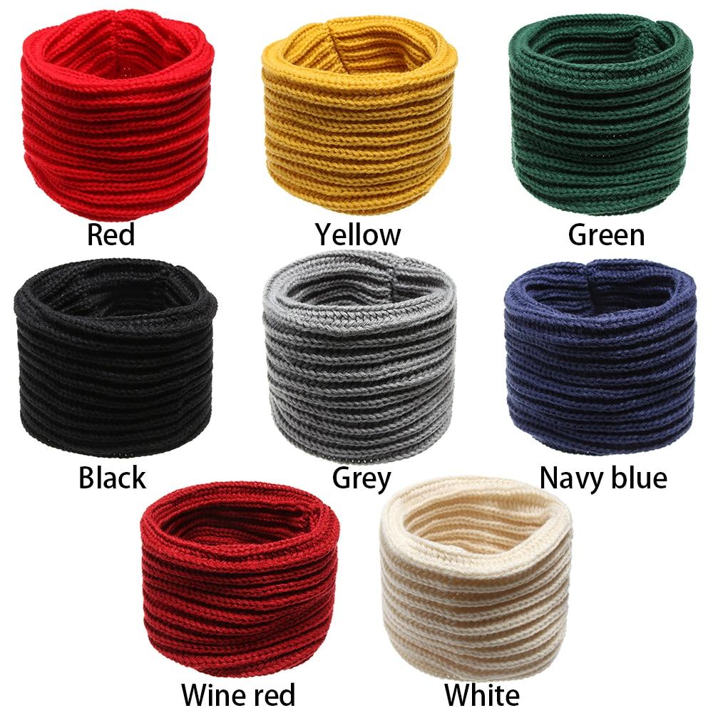 Children Solid Color Scarf Neck Bib Boys Girls Knitted Warm Collar Winter Warm Neckerchief