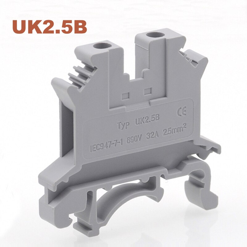 Borniers de Rail Din Type de vis UK-2.5B bornes de câble de fil électrique connecteur de bloc Morsettiera laiton Bornier 32A 5 pièces