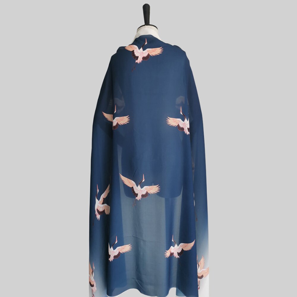 Ombre szyfonowa tkanina z gradientem japońnarty czerwono-koronkowy wzór żurawia dla kimono Yukata szlafrok sukienka kurtyna odzież rękodzieło