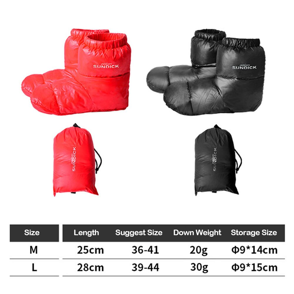 Pantofole da campeggio tutto'aperto calze calde per sacco a pelo stivali caldi da interno uomo donna stivaletti invernali in piumino d'anatra stivali da pantofola