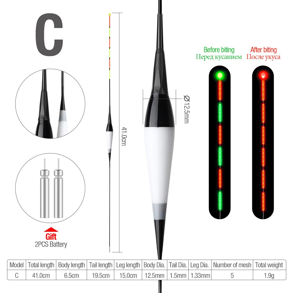 DONQL Nano Smart Led Fishing Float Zeer Gevoelige Fish Bite Herinneren Boei Zwaartekracht Sensor Gloeiende Elektrische Night Fishing Float: C