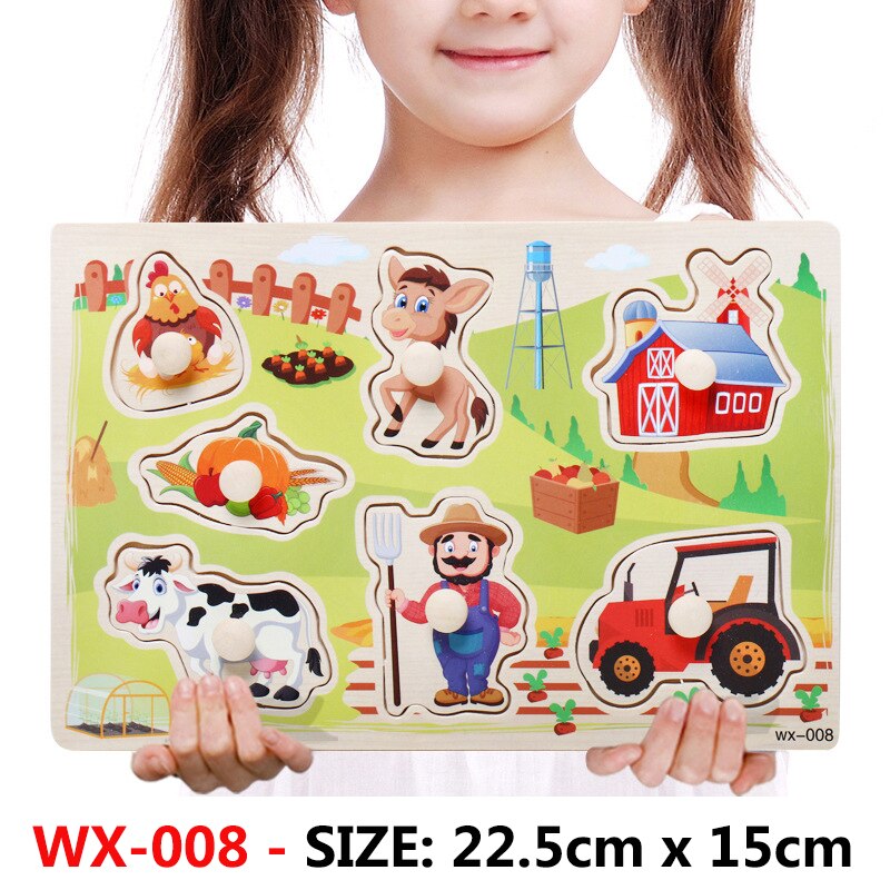 Nowe dziecko zabawki Montessori drewniane Puzzle pojazd animowany cyfrowy Puzzle z motywem zwierzęcym układanka nauka zabawki edukacyjne dla dzieci: WX-008