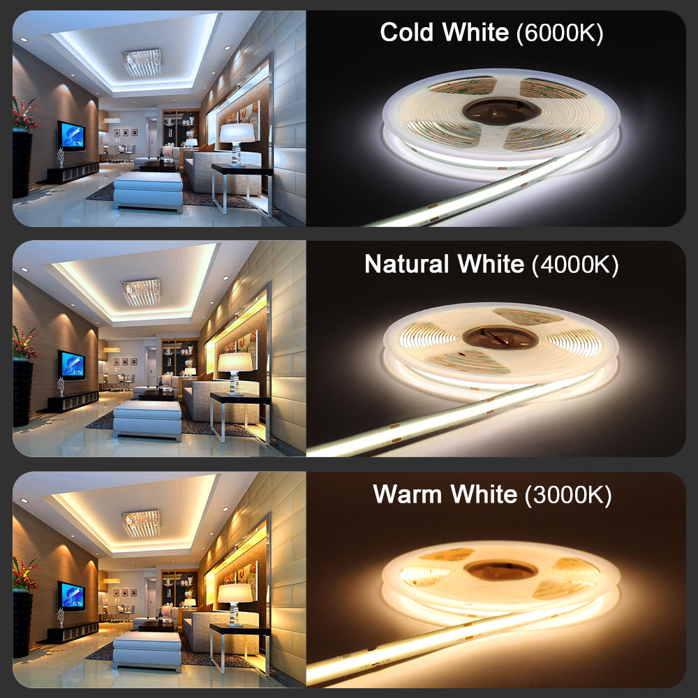 5m 10m LED-Streifen 12V 24V Cob LED-Licht leiste flexibles Band LED-Licht dimmbar Raum dekor LED-Band 2700k 3000k 4000k 6000k 8mm