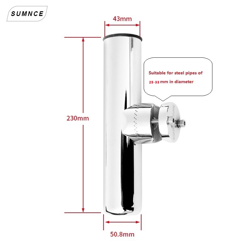 2pcs Fish Rod Holder Marine Stainless Steel Clamp On Fishing Rod Holder Adjustable Boat Fishing Tackle: 25-33mm