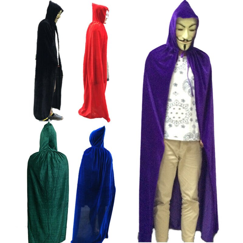 Women Men Death Cloak Adults Velvet Cloaks Velvet Hooded Vampire Cape Cloak Halloween Fancy unisex 5 Colors Costume