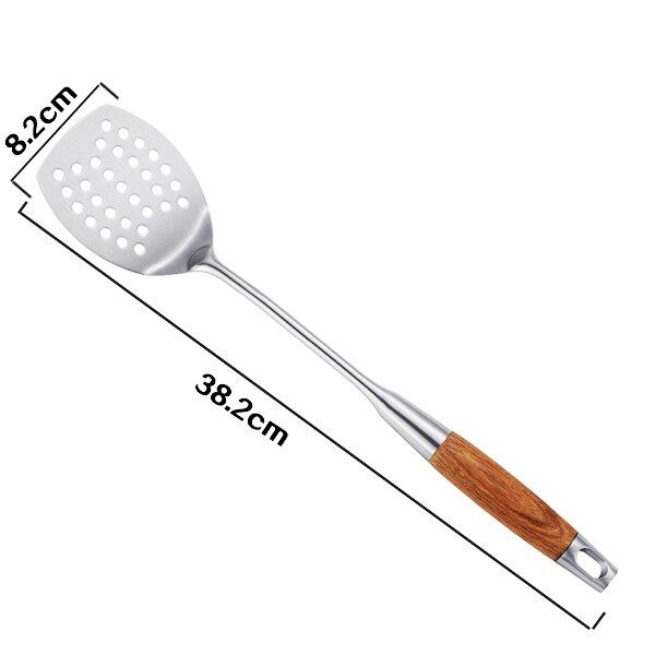 Juego de utensilios de cocina de acero inoxidable 304 con mango de palisandro, cucharón, espátulas, pinzas, utensilios de cocina antiadherentes, 1 Uds.: Amarillo claro