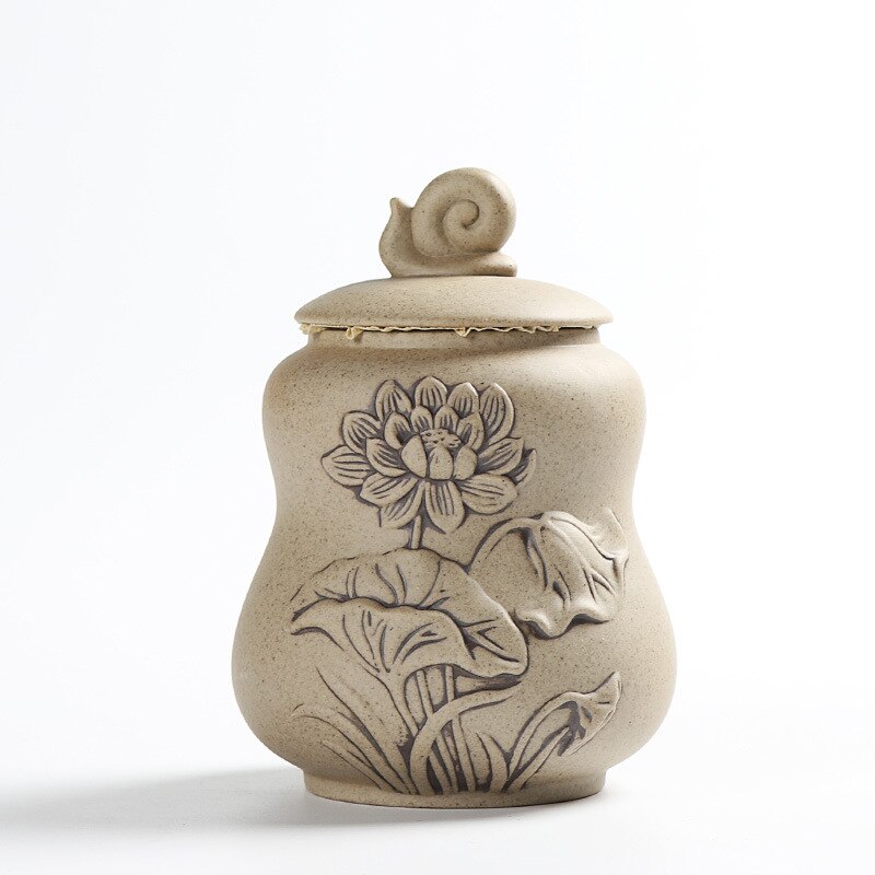 Latas em forma de tambor de cabaça caixa de chá embalagem selo doces doces doces latas bege cerâmica jar chá caddies organizador dampproof: 120x155mm