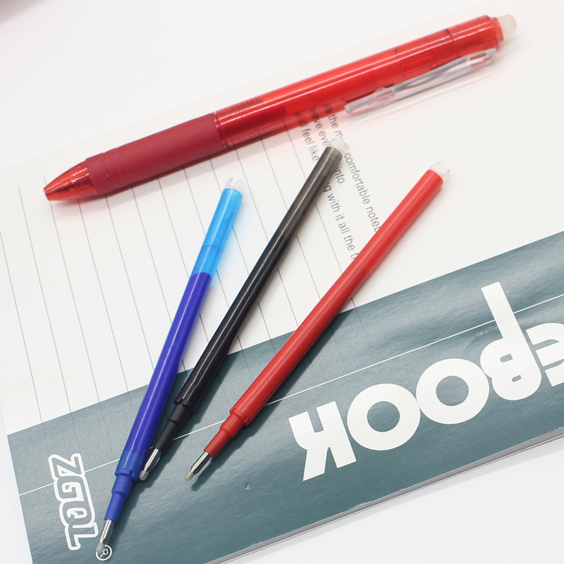 10pcs/lot 0.5mm Magic Erasable Pen Press Gel Pen Set Washable Handle Pen Refill Rod Blue/Black Ink School Writing Stationery