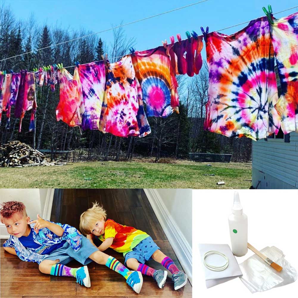 Fabric Decorating Rubber Band DIY Craft Children Art Student Clothing Graffiti Tie Dye Kit Party Supplies Brush Textile Paints