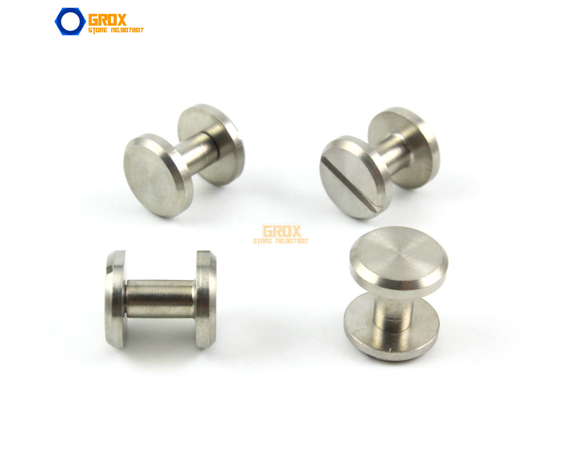 25 Set 10*7mm 304 Stainless Steel Rivet Chicago Screw for Leather Craft Flat Head