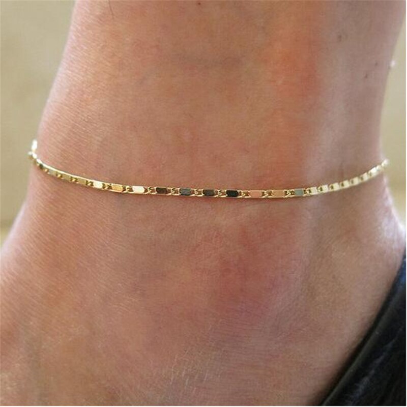 Fine Sexy Anklet Ankle Bracelet Cheville Barefoot Sandals Foot Jewelry Leg Chain On Foot Pulsera Tobillo For Women Halhal: Light Yellow Gold Color