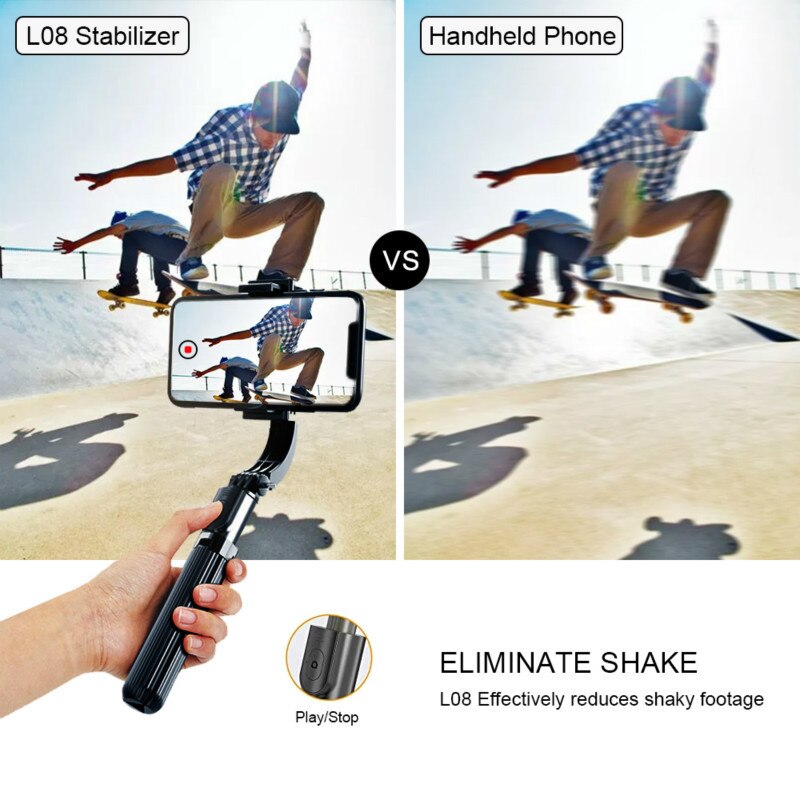 L08 Selfie bâton stabilisateur Smartphone trépied support de téléphone avec Bluetooth Selfie télécommande pour IPhone Android téléphones