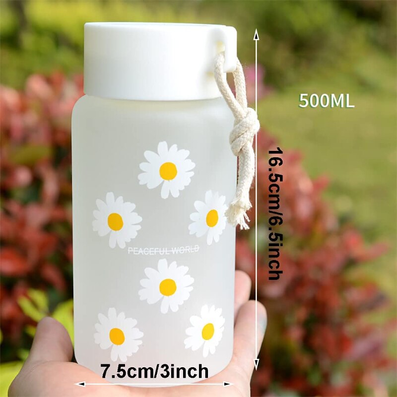 500ml plastikowe butelki na wodę stokrotka przezroczysta butelka BPA bezpłatny odkryty sportowy kubek na wodę kubek robić wody student przenośny kubek z liną