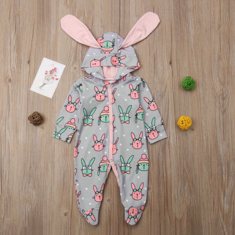 Bebê Recém-nascido Menina Menino Animal Dos Desenhos Animados Urso Coelho Footies Macacão Outono Outfits Clothes Idade 0-18 m