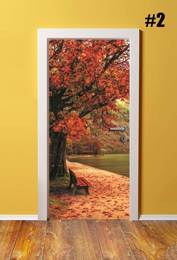 Naklejka samoprzylepna Home Decor las Diy na drzwi naklejki drzewo krajobraz tapety do salonu wodoodporny Pvc 3D druku artystyczne zdjęcie: YXCV204702 / 77x200cm