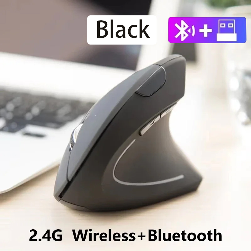 Novo 2.4g sem fio vertical ergonômico mouse para jogos sem fio recarregável gamer mause kit mouse óptico computador portátil desktop: DARKNESS