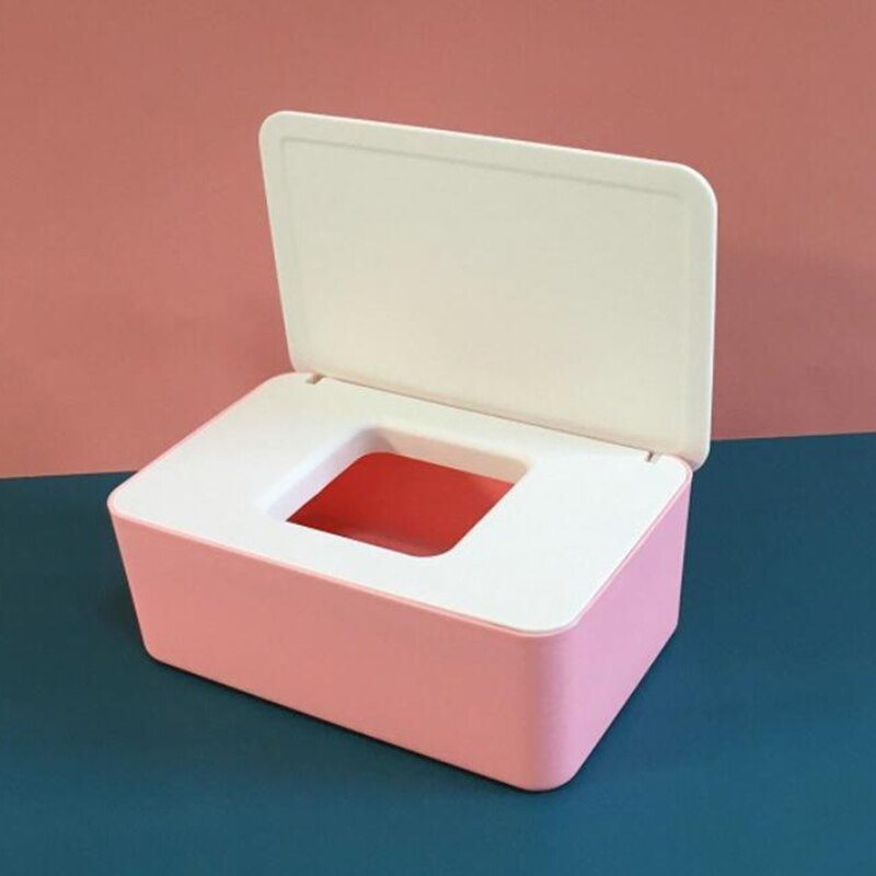 Natte Doekjes Dispenser Houder Met Stofdichte Cover Tissue Opbergdoos Voor Home Office Desktop Opslag Tissue Doos Masker Opbergdoos: Pink White 2