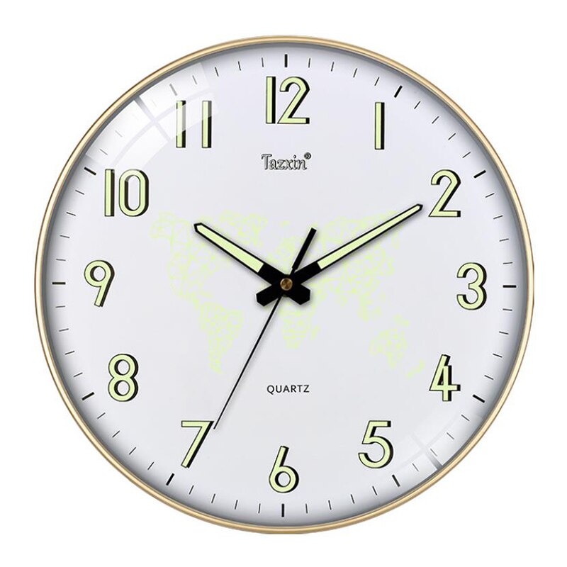 12 Inch Luminous Wall Clock Wood Nordic Wall Clock Silent Mechanism Non Ticking Clock With Night Light ABS Deco: C / 14 INCH
