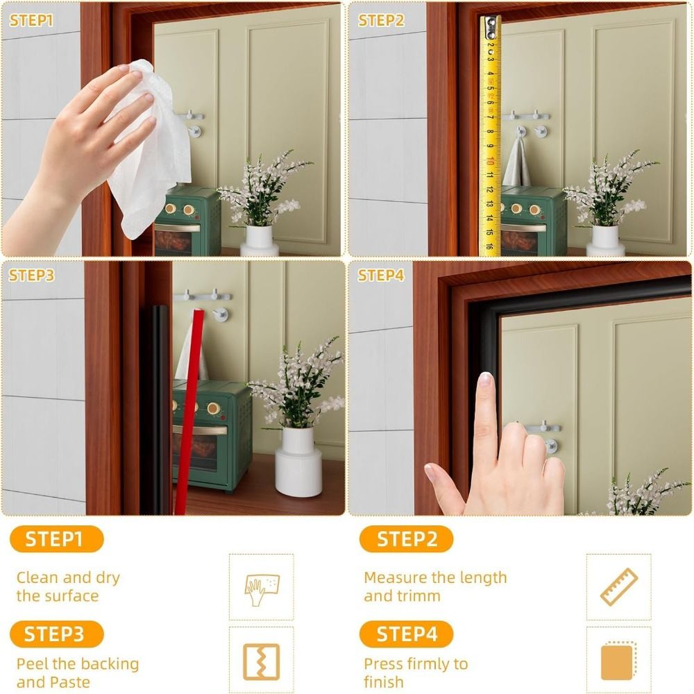6m Soundproofing Weather Stripping Rubber D-Shape Door Seal Strip Windproof Self-adhesive Door Frame Insulation Household