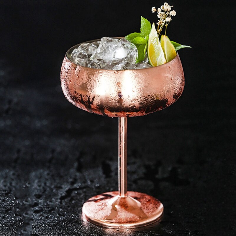 1 stk luksus 304 rustfrit stål cocktailglas cocktail juice drink champagne bæger fest barware køkkenredskaber rosa guld