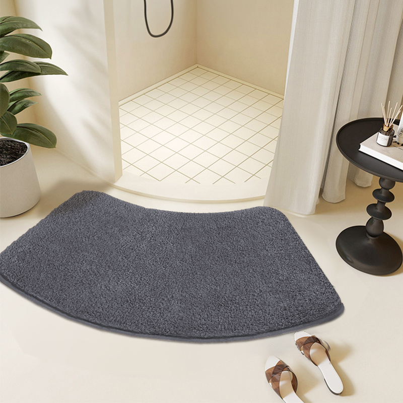 Alfombra absorbente para cuarto de ducha con arco peludo grueso de color sólido, alfombrilla para pies de piel suave, alfombrilla antideslizante para baño: Gris oscuro