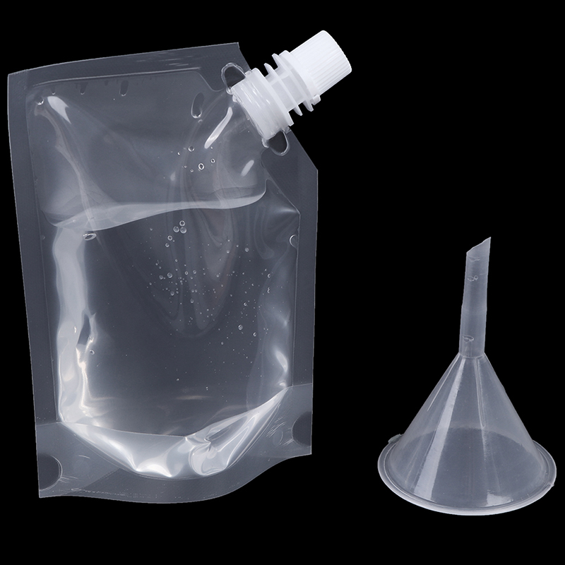 Plastic Spout Pouch Juice Stand-up Wine Liquid Beverage Flask BPA Free Storage Water Bags Funnel Camp Hiking Cooking Supplies