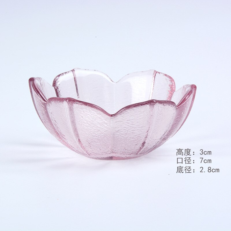 Japanese Sakura Small Plate Transparent Pink Purple Glass Seasoning Plate Hammered Five-petal Plate Rose Bowl Tableware: C 7x7x3cm