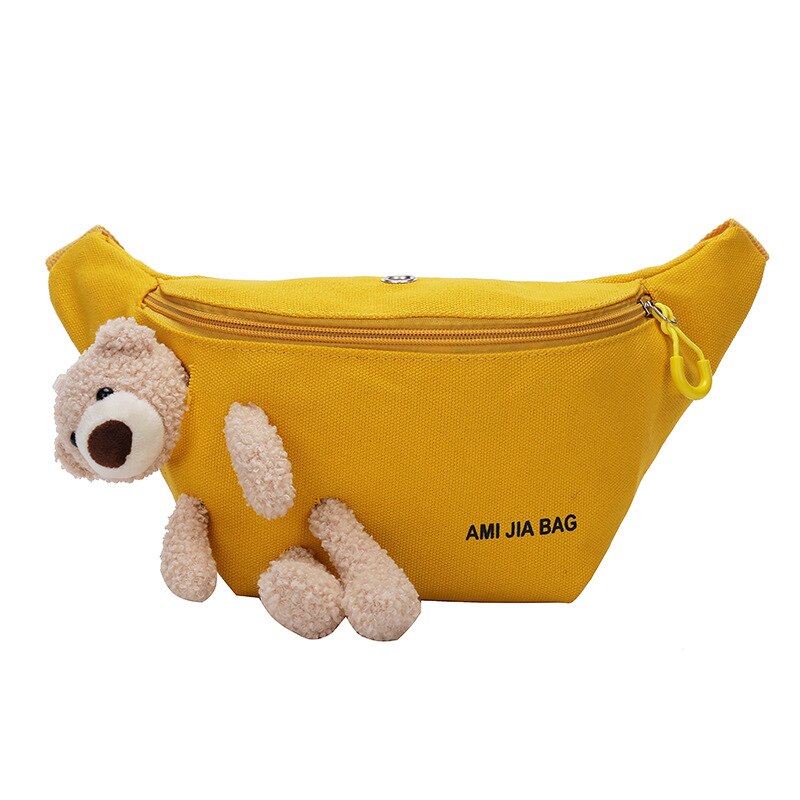 Koreaanse Ins Oude Gevoel Meisje Beer Borst Bag Vrouwelijke Japanse Studenten Canvas Taille Tas Zomer Kleine Satchel: Geel