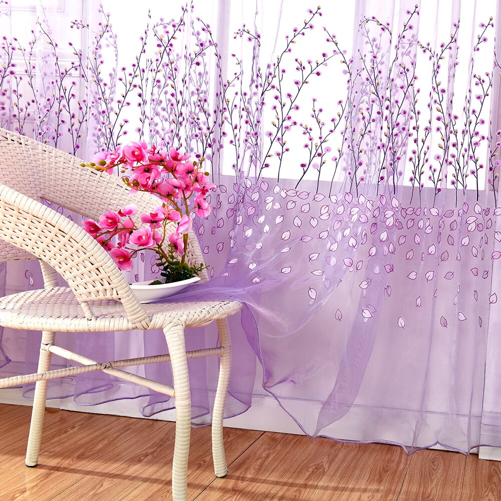 2m Window screening balcony finished product burnout flower tulle curtain for living room kitchen curtains