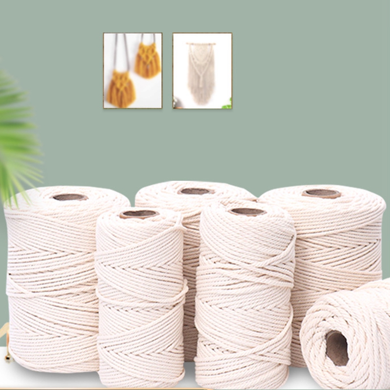 3mm 4mm 5mm 6mm Macrame Rope Natural Beige Cotton Cord Twisted String For DIY Craft Handmade Home Decoration Wedding Accessories