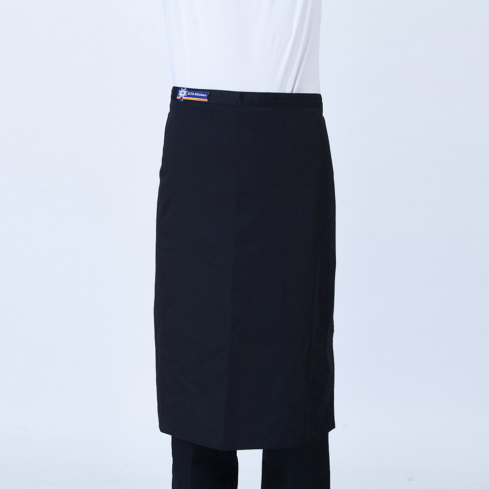 Unisex Coffee Shop Restaurant Food Service Catering Hotel Waiter Waitress Workwear Uniform Chef Kitchen Cooking Solid Half Apron: Black
