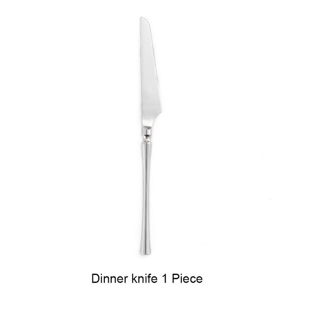 304 Mirror Stainless Steel Dinner Knife Fork Spoon Dinnerware Set Luxury Cutlery Silverware Steak Coffee Dessert Fruit Fork: Dinner knife