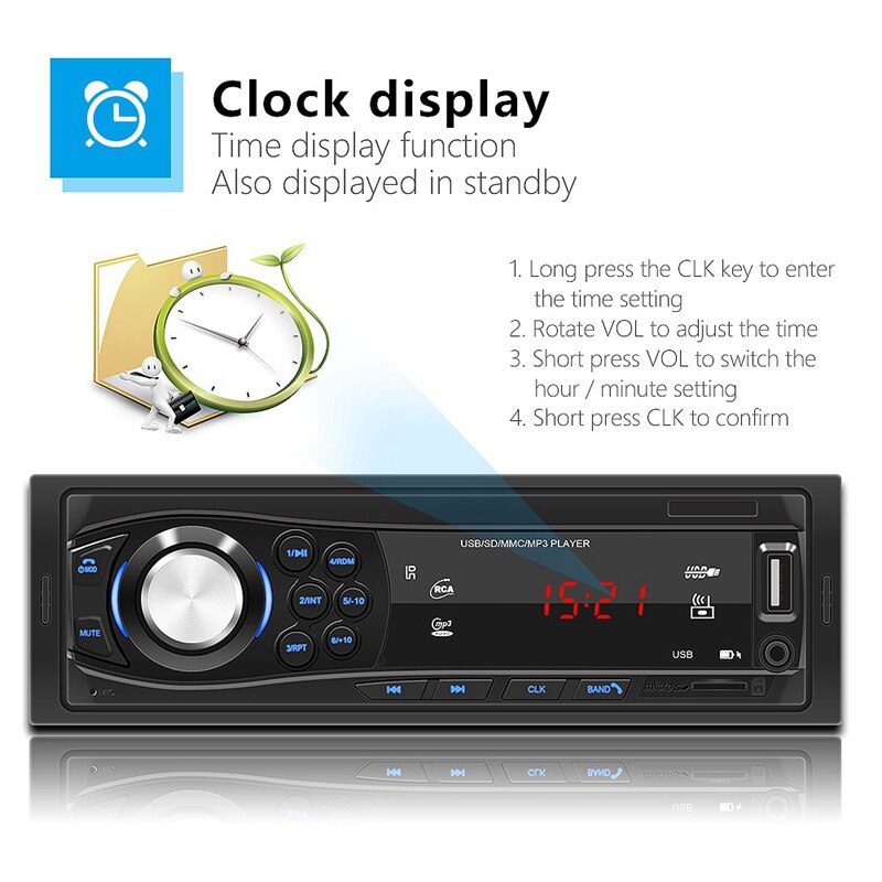 Bluetooth Vintage coche Radio MP3 jugador estéreo AUX USB coche de Audio estéreo 12 PIN