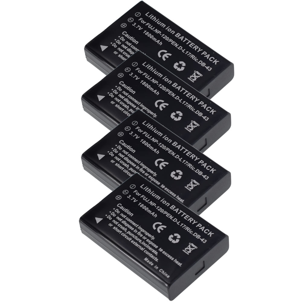 Batería NP-120 NP120 FNP120 DL17 D-Li7 DB-43, para Fuji Fujifilm F10 F11 M603 Zoom Pentax MX4 MX550 RICOH GX8 300G 500, 2 uds.: 4 Battery