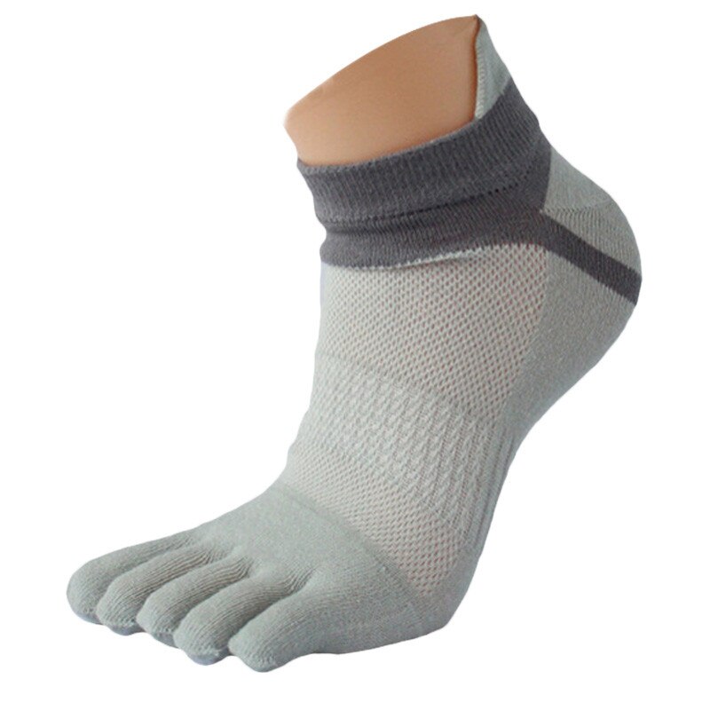Five Finger Toe Socks Men Breathable Cotton no show Toe Socks 1 Pair Men Mesh Meias Running Five Finger Toe Socks /PY: gray