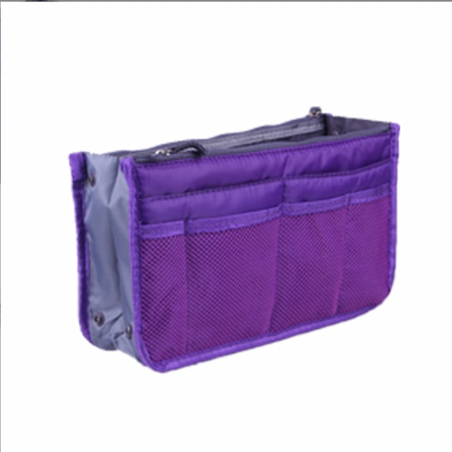 Organizer Insert Bag Vrouwen Nylon Travel Organizer Insert Handtas Portemonnee Grote Liner Lady Make-Up Cosmetische Bag Goedkope Vrouwelijke Tote: Purple