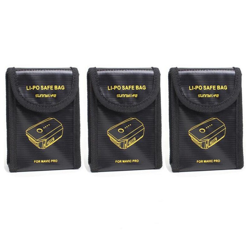 3pc Lipo Battery Pouch Explosion-proof Protector Case Fireproof blast proof Safe Bag Fiber Storage Box for DJI Mavic PRO Battery: 3 Pcs