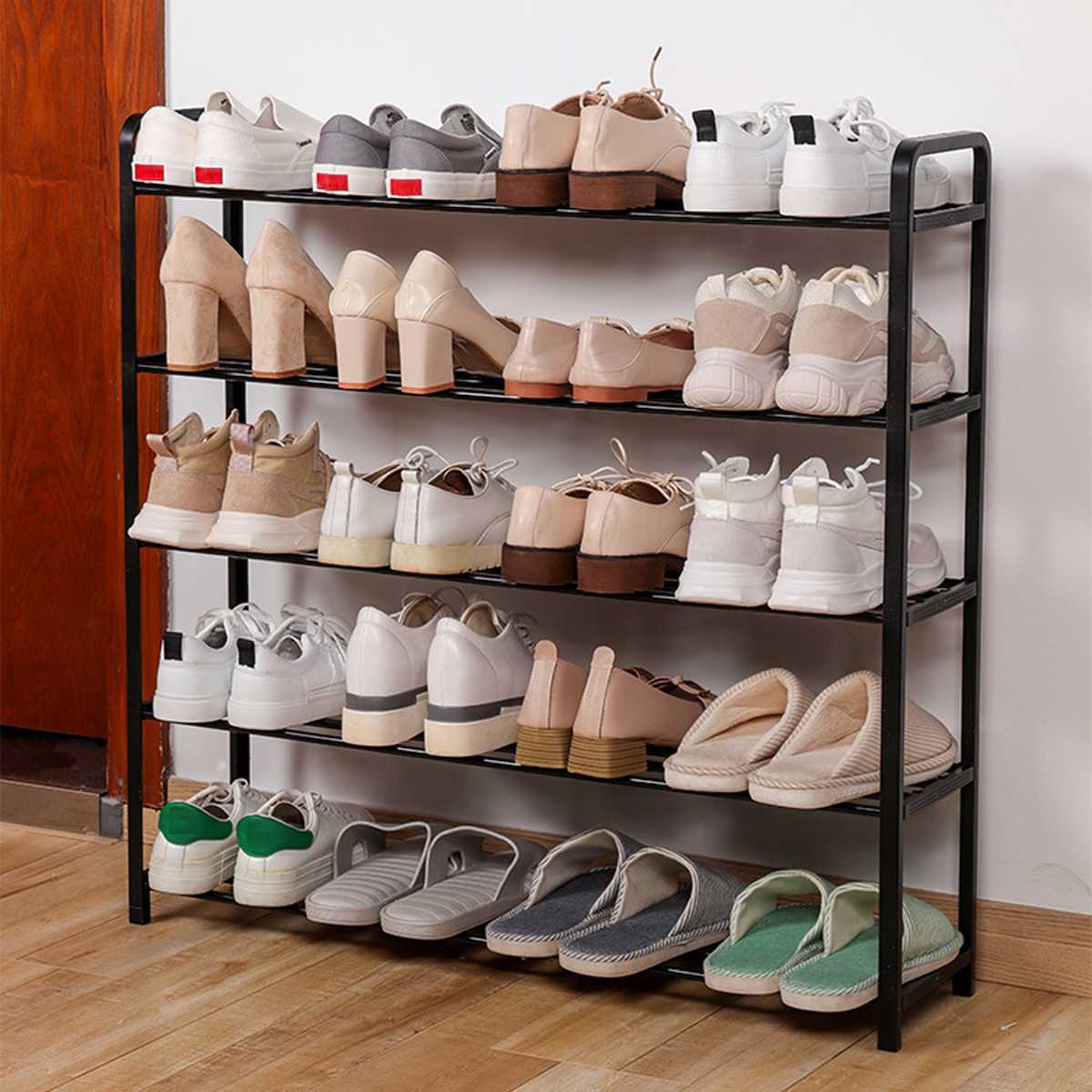 4/5 Tiers Schoenenrek Stalen Pijp Afneembare Stofdicht Schoenenrek Organizer Schoenen Ruimtebesparend Stand Kast Plank