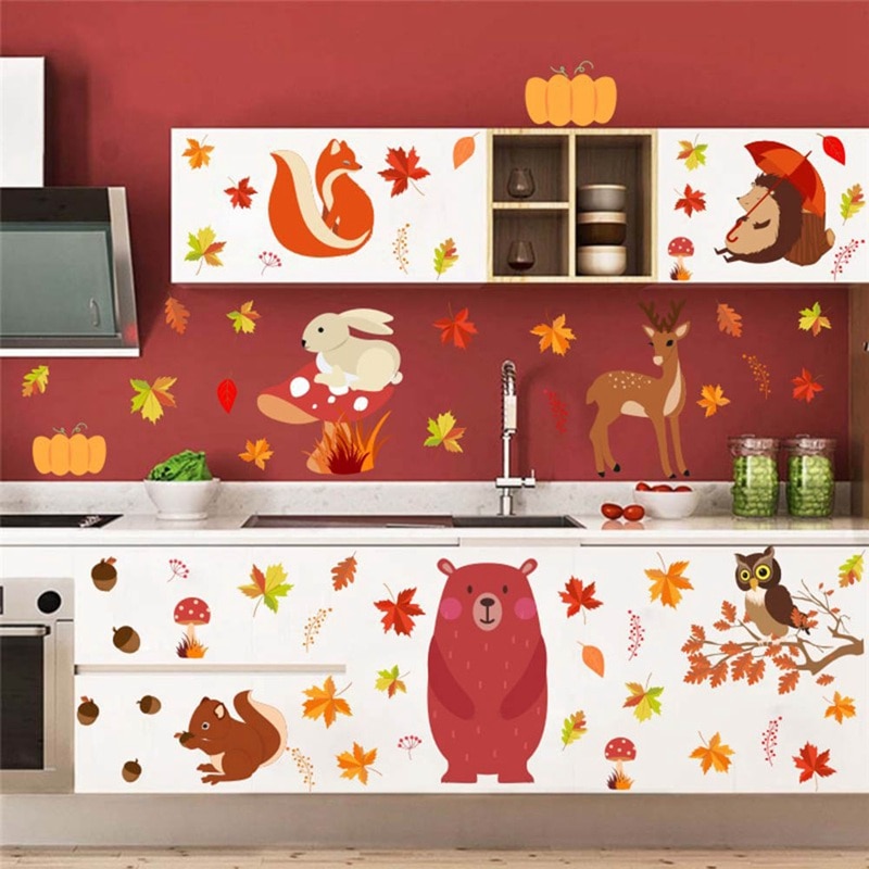 Fall Leaves Window Clings - Thanksgiving Maple Decorations Autumn Sticker Decals Party Decor Ornaments Home Decor