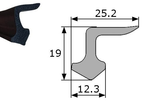 Goma Estanqueidad de Puerta 25,2x19mm Seat 1500