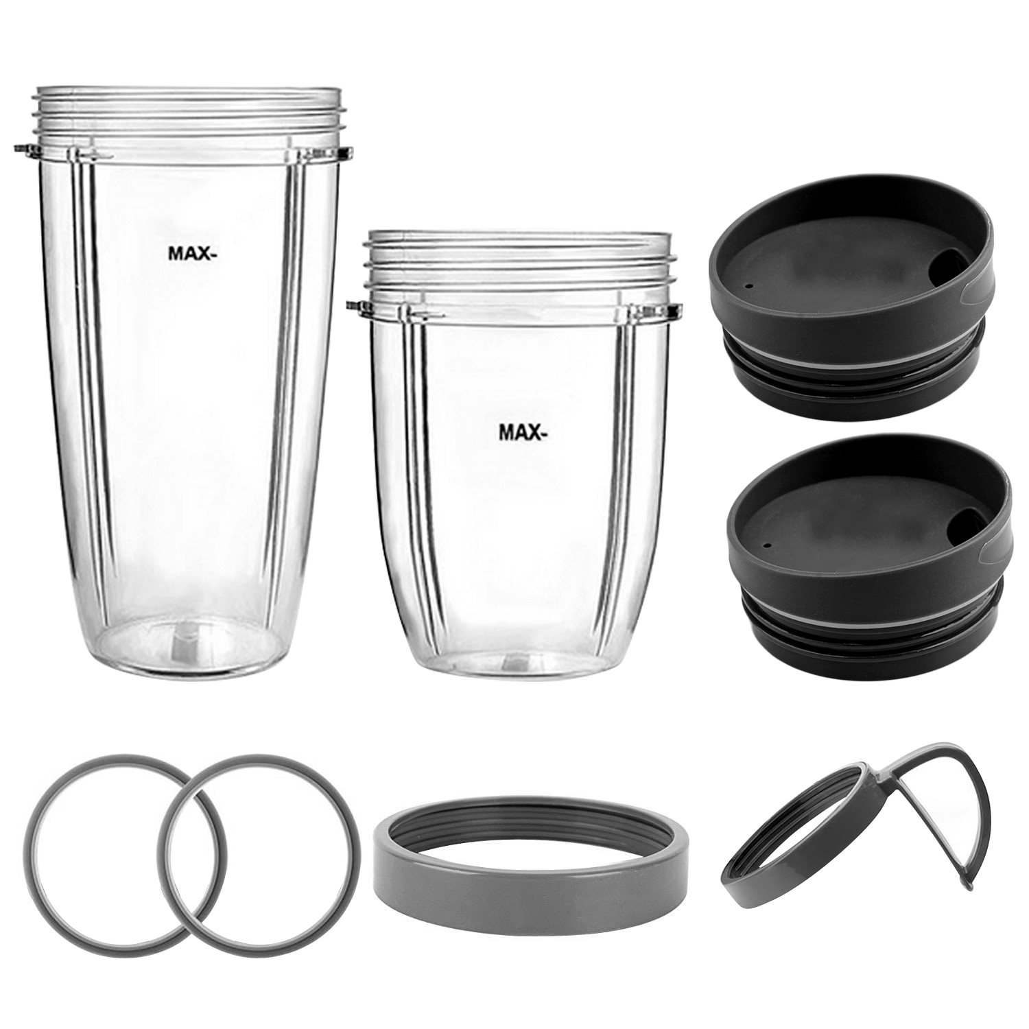 Behogar 8 stk blender reservedele tilbehørssæt med kopper låg ring pakninger håndtag til nutribullet 600w