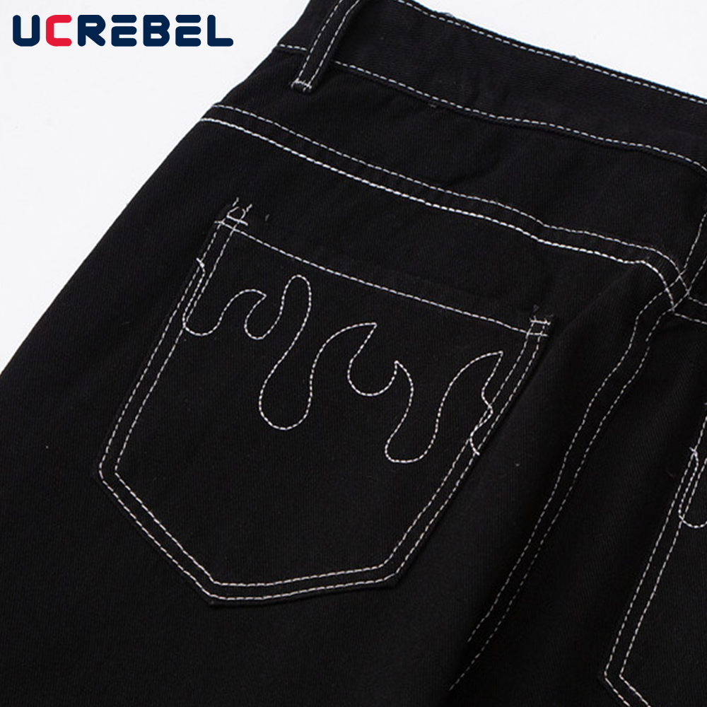Stitch denim bukser herre high street wide leg bukser streetwear løse jeans casual bukser mænd