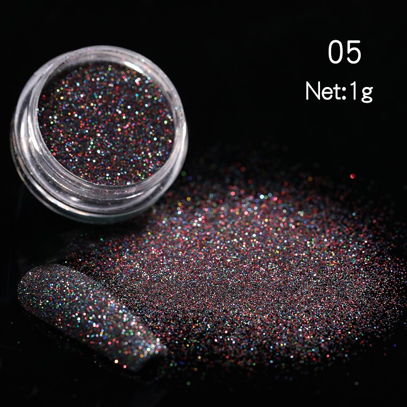Poudre holographique pour ongles, paillettes argentées colorées, Pigments pour Nail Art, outils de décoration, DIY: 17