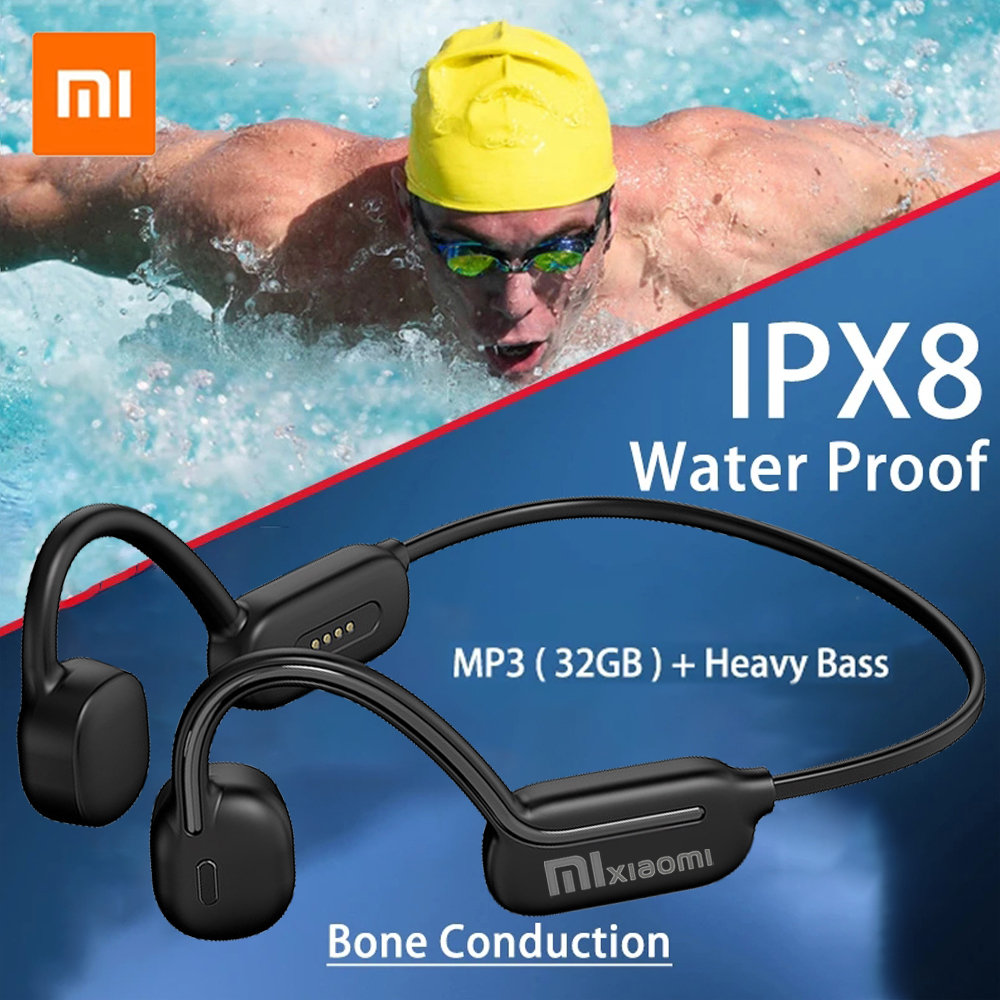 Xiaomi 2024 condução óssea natação fone de ouvido bluetooth sem fio ipx8 à prova dhágua 32gb mp3 player alta fidelidade com microfone
