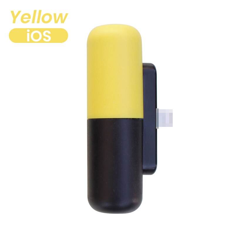 Mini batterie d'alimentation Capsule pour iPhone 11 12 Pro Max Portable 3300mAh batterie externe d'urgence chargeur de batterie téléphone Powerbank: Yellow for iPhone