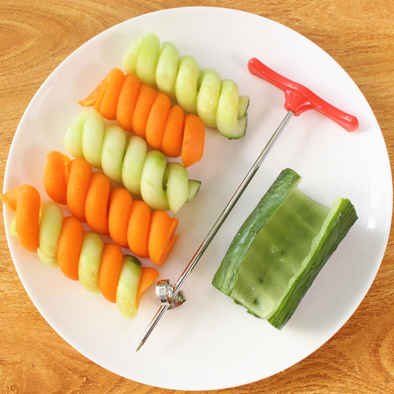 Roestvrij Staal En Plastic Handleiding Roller Spiral Slicer Groente Mes Fruit Carving Tools Keuken Accessoires