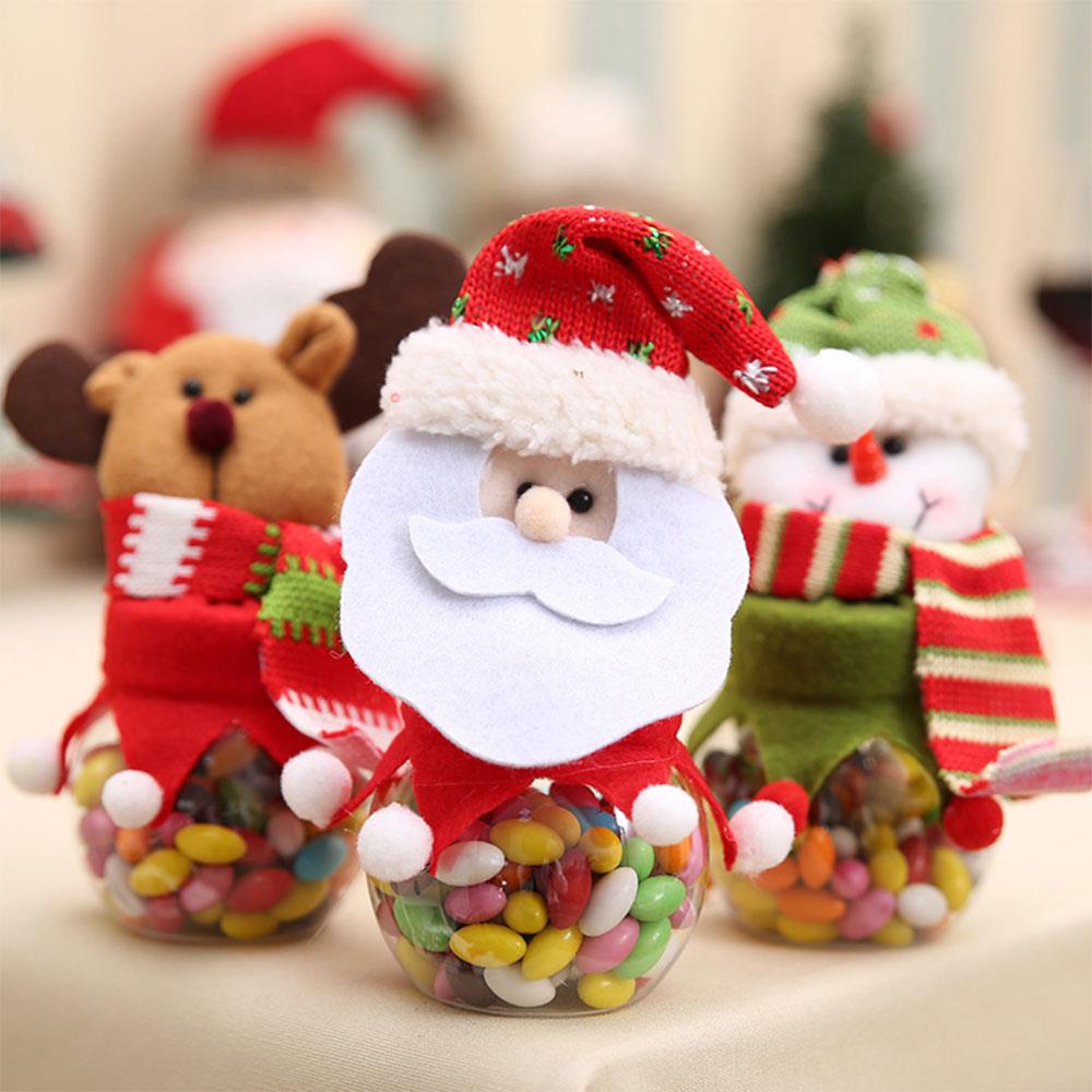 Christmas Candy Box Jar Santa Claus Snowman Container Decor Decoration Cute